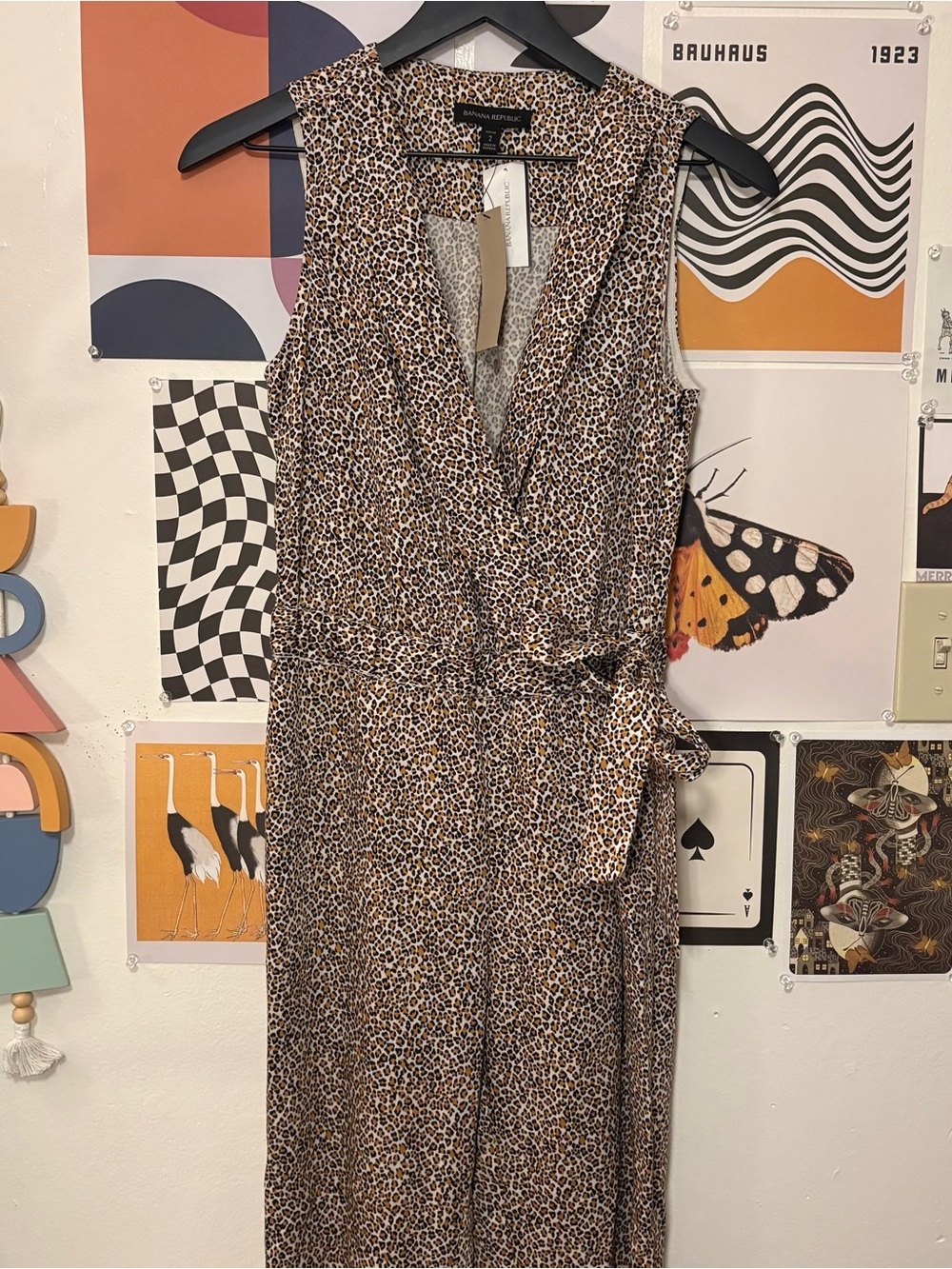 NWT Banana Republic Petite Leopard Print Wrap Jumpsuit Size 2P - Picture 3 of 6
